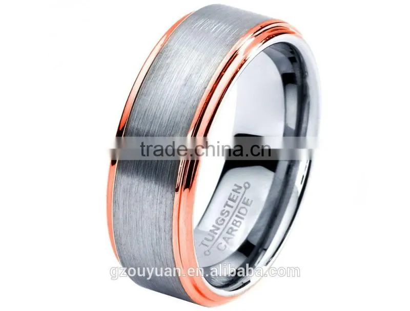 Two Tone Color Tungsten Carbide Wedding Band Ring