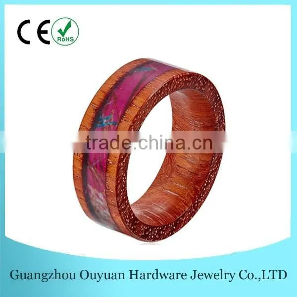 New Natural Wood Ring, Red Wood Ring with Sticker inlay, Real Wood Ring