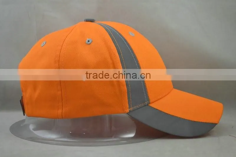 3M light-reflecting neon orange cap 8 panels cap 58cm for adult with velcro adjust back.