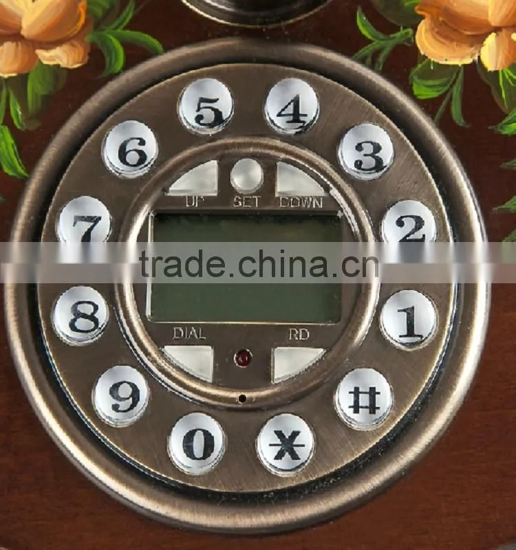 Home Decorative Vintage Wooden Telephone Antique Retro Corded Phone