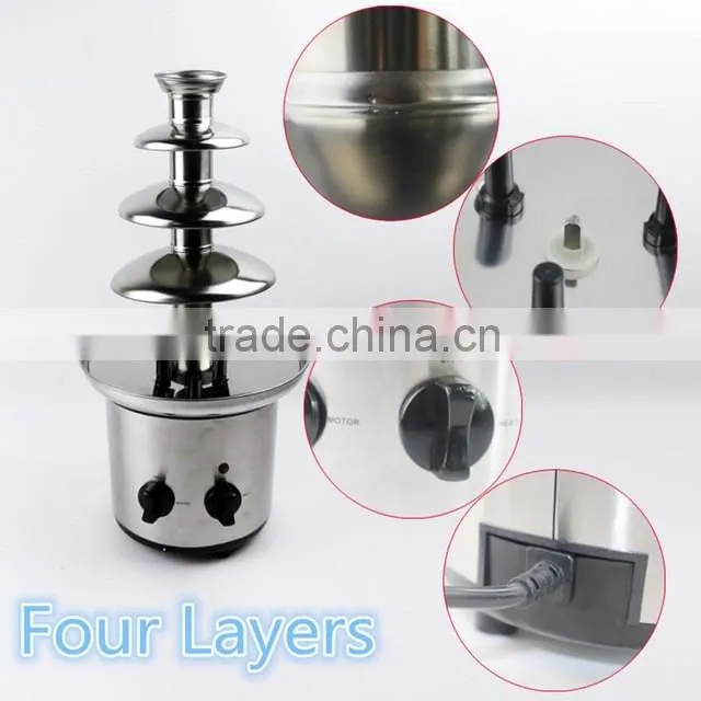 Economic home 9cm(D)18cm(H) 180W Stainless Steel 4 Tiers cheap 110v/220v chocolate fountain