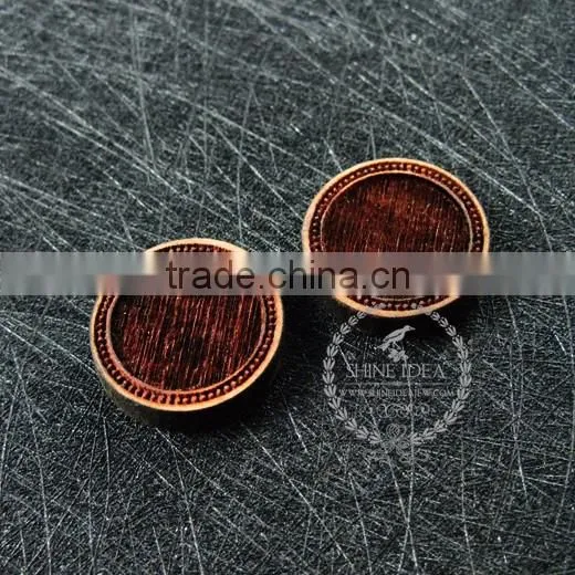 16mm setting size vintage style natual log wood bezel round pendant setting DIY findings supplies 1411144