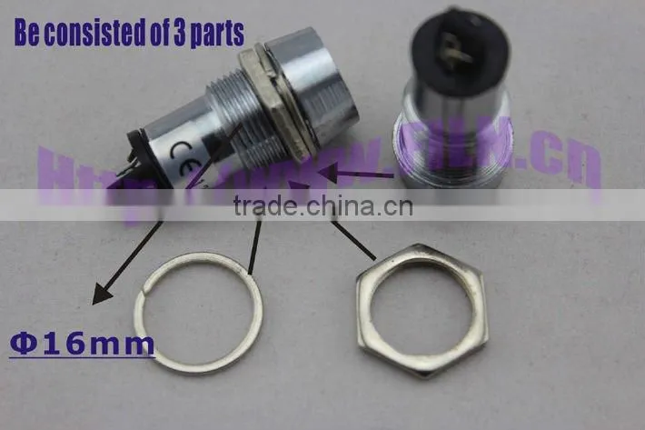 FILN 16mm diameter 12V Yellow metal led indicator light