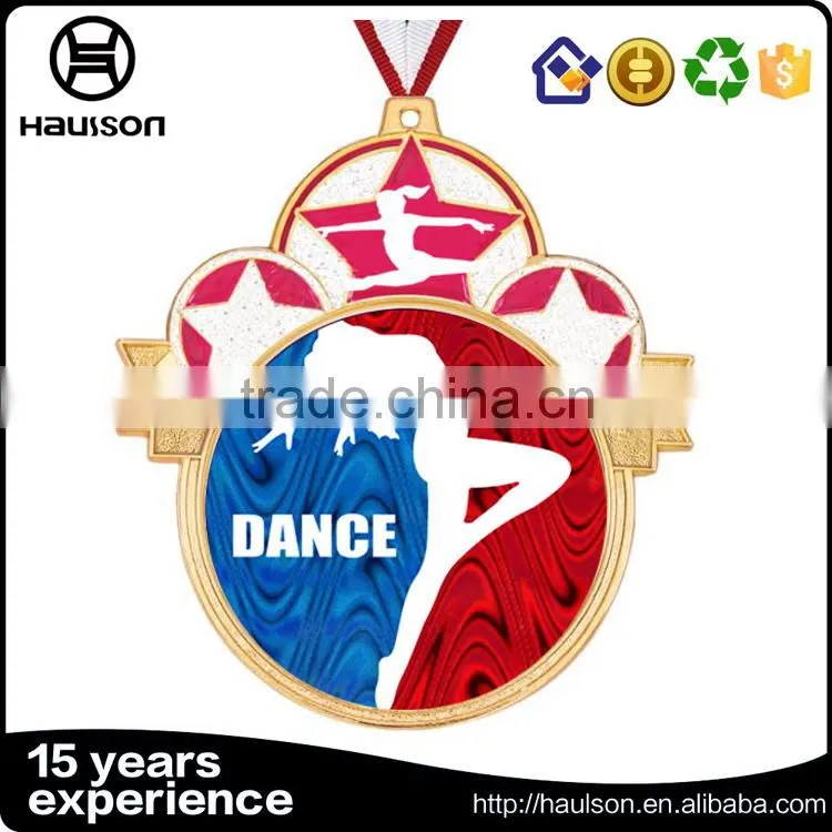 wholesale custom sandblasting soft enamel stamping pad printing iron zinc alloy gold plated dancing Russian sport medal wi