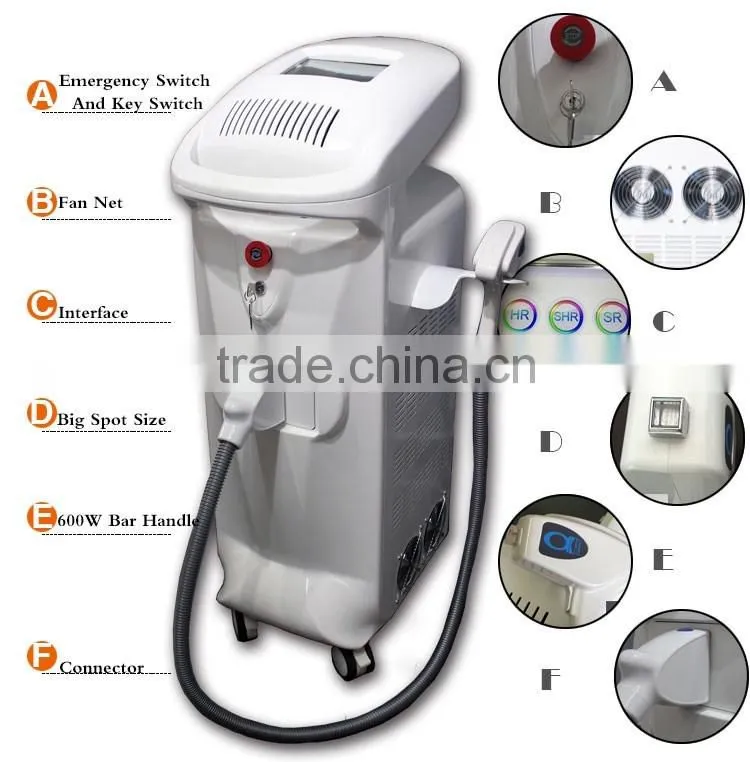 SHR super hair removal back hair removal 808nm diode laser hair removal machine