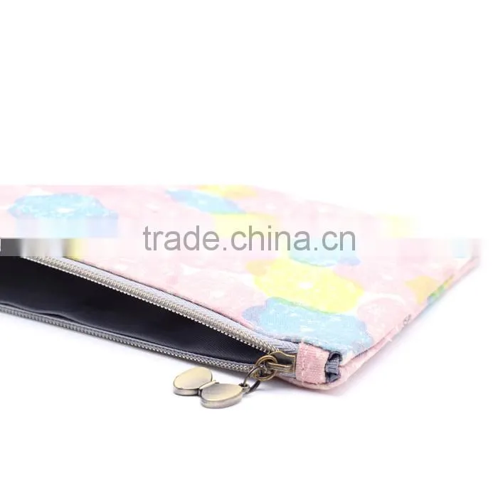 2015 new printed small cotton canvas zipper bag