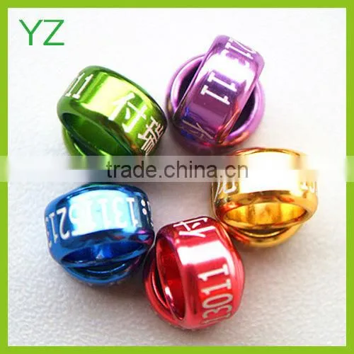 2015 Top Aluminium Colorful 10mm Pigeon bands Pet Feet Rings For Fancy Pigeon