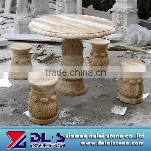 red granite table and chair