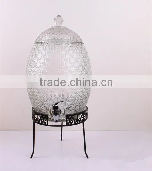 10L beverage glass jar with metal rack