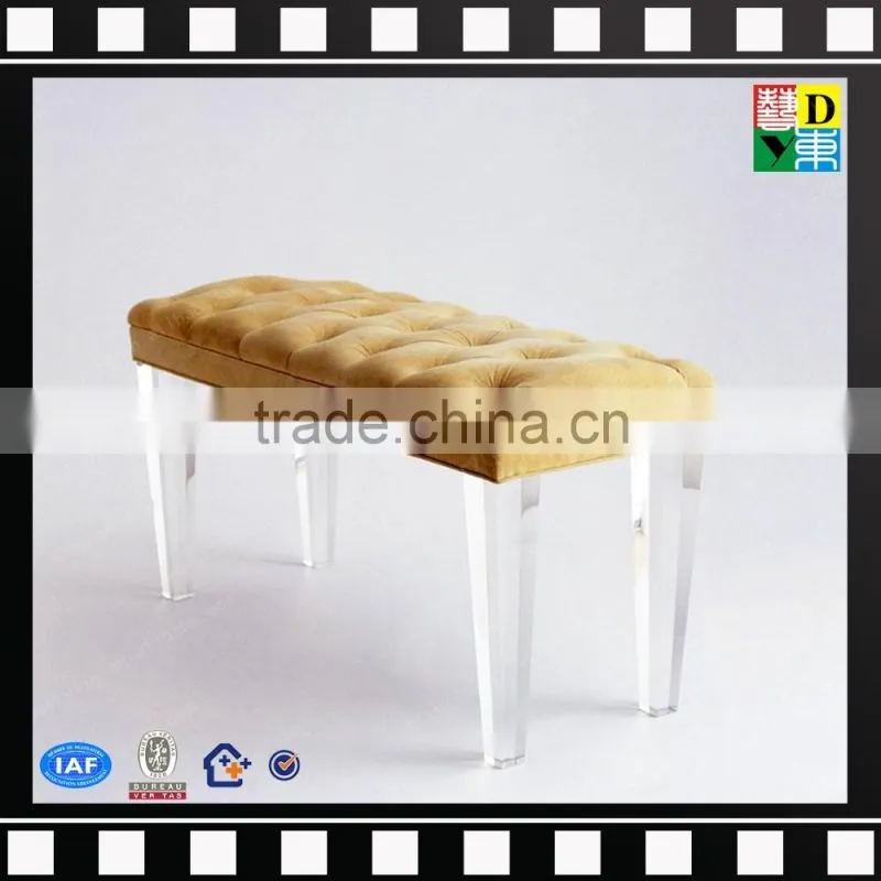 Acrylic lucite legs bench with cushion high quality PMMA shopping mall bench from shenzhen yidong