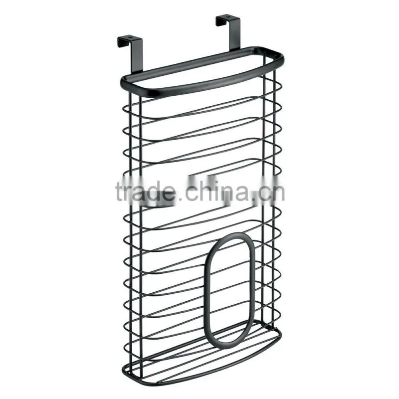 Black Wire Kitchen Cabinet Storage Holder For Plastic Bags