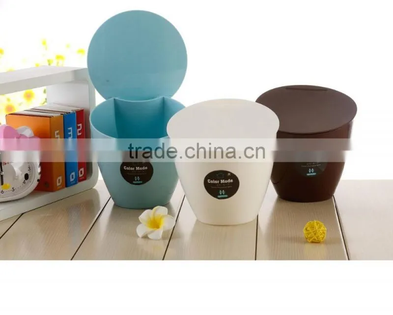pure color plastic round trash can /ash-bin/plastic waste container for home use
