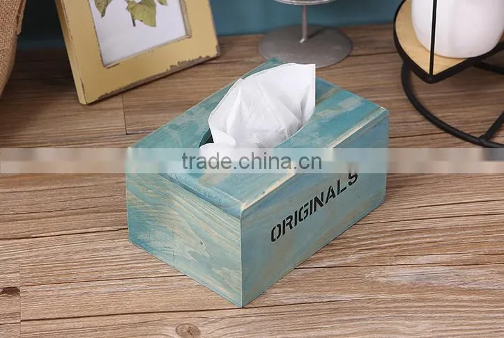 Home table decoration unfinished water-drop pattern wooden tissue box