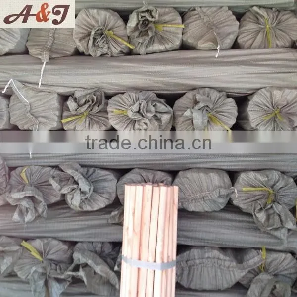 Wood color broom stick with metal screw