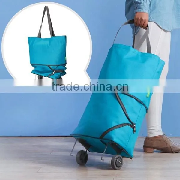 Foldable Collapsible Rolling Wheeled Shopping Market Trolley Cart