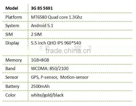 8S mobile 3G 8S5691 5.5" low price smart phone