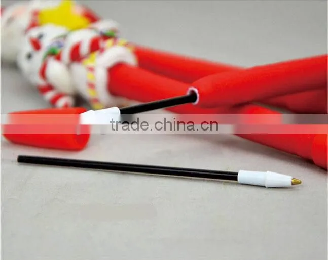 Top Selling Christmas Polymer Clay Ballpoint Pen Promotional Custom Logo Polymer Clay Pen Santa Claus Snowman Shape Pen