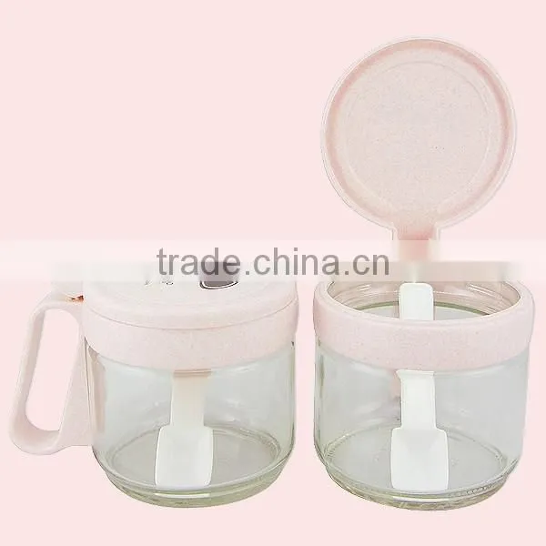 Glass Kitchen Seasoning Box Condiment Dispenser Set With Spoons