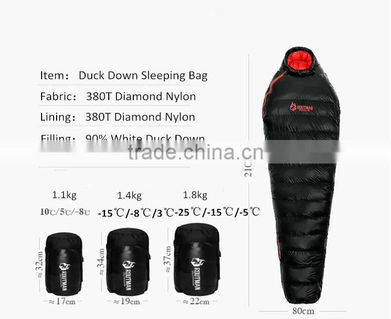 Portable Outdoor Equipment Duck Down Sleeping Bag for Winter