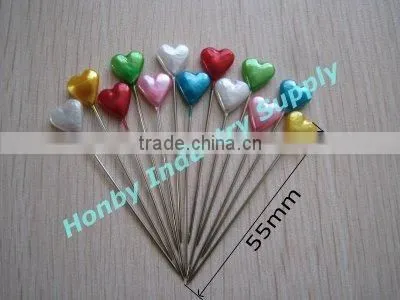 Cute 55mm heart shaped pearl colors brooch hijab pin