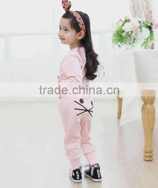 Hot little girl nice cute cotton outfits+pants clothing sets for kids