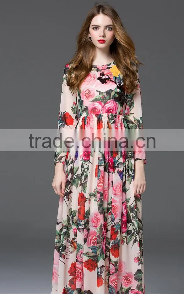 High quality hot selling women's printing elegant long dress
