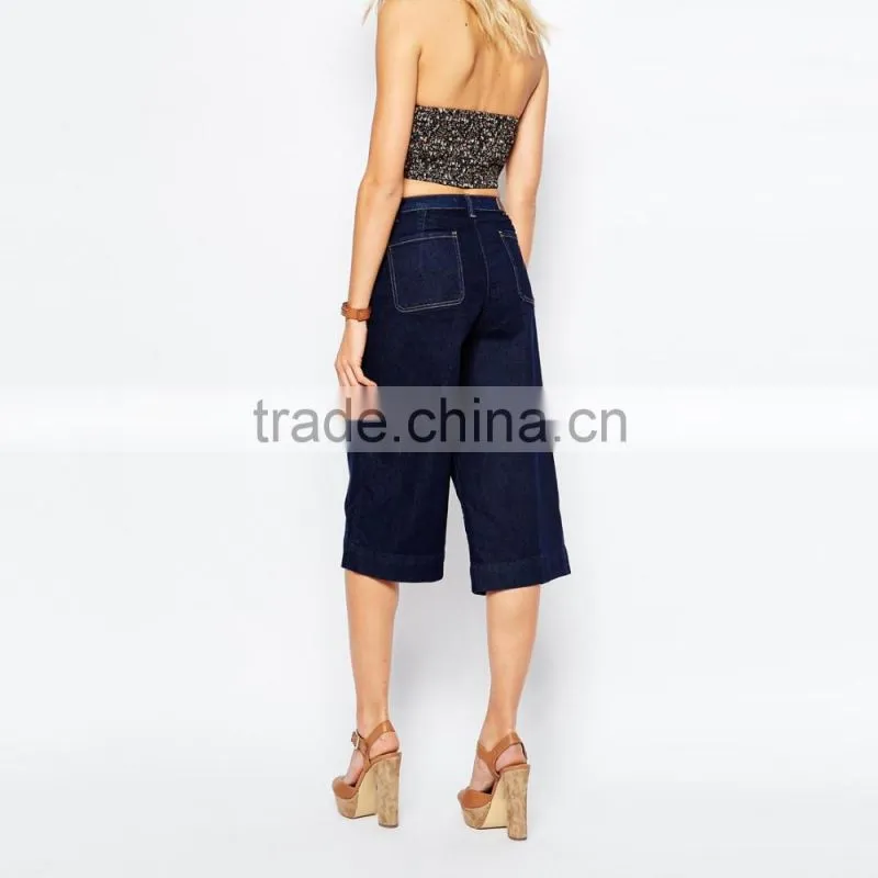 fashion fancy high waist jeans shorts women 2016 wide-legged denim