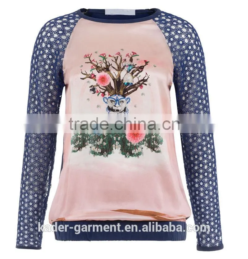 Color Combination Sublimation Sweatshirt Raglan Sweatshirt with Mesh Sleeve and Zipper