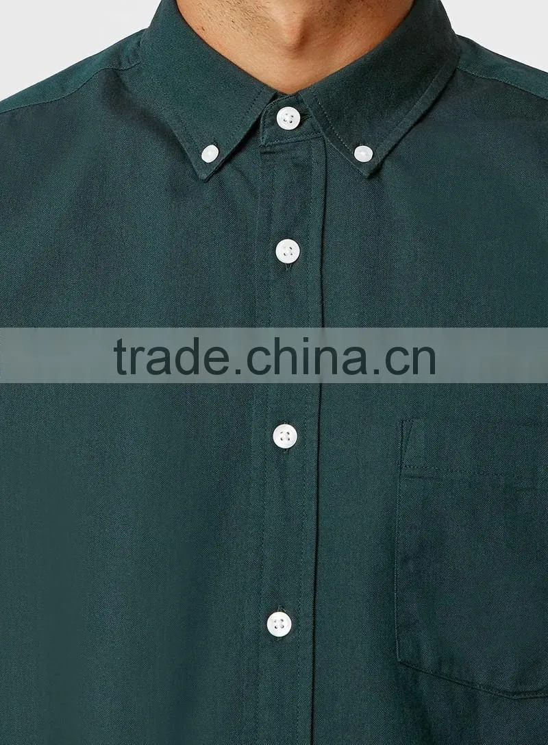 Dark Green Oxford Long Sleeve Casual Shirt