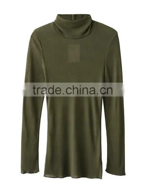 Runwaylover EY2372B 2017 ladies Sexy Turtleneck Tight T-Shirts