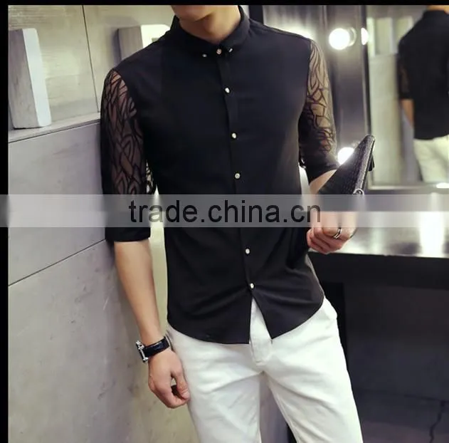 Cultivate one's morality short sleeve white shirt male 7 minutes of sleeve
