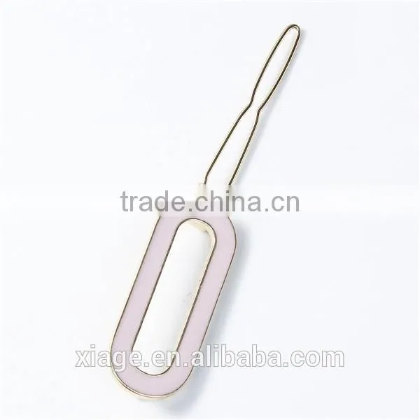 Fashion Popular Rectangle Gold Plated Pink Enamel Woman Hair Clip