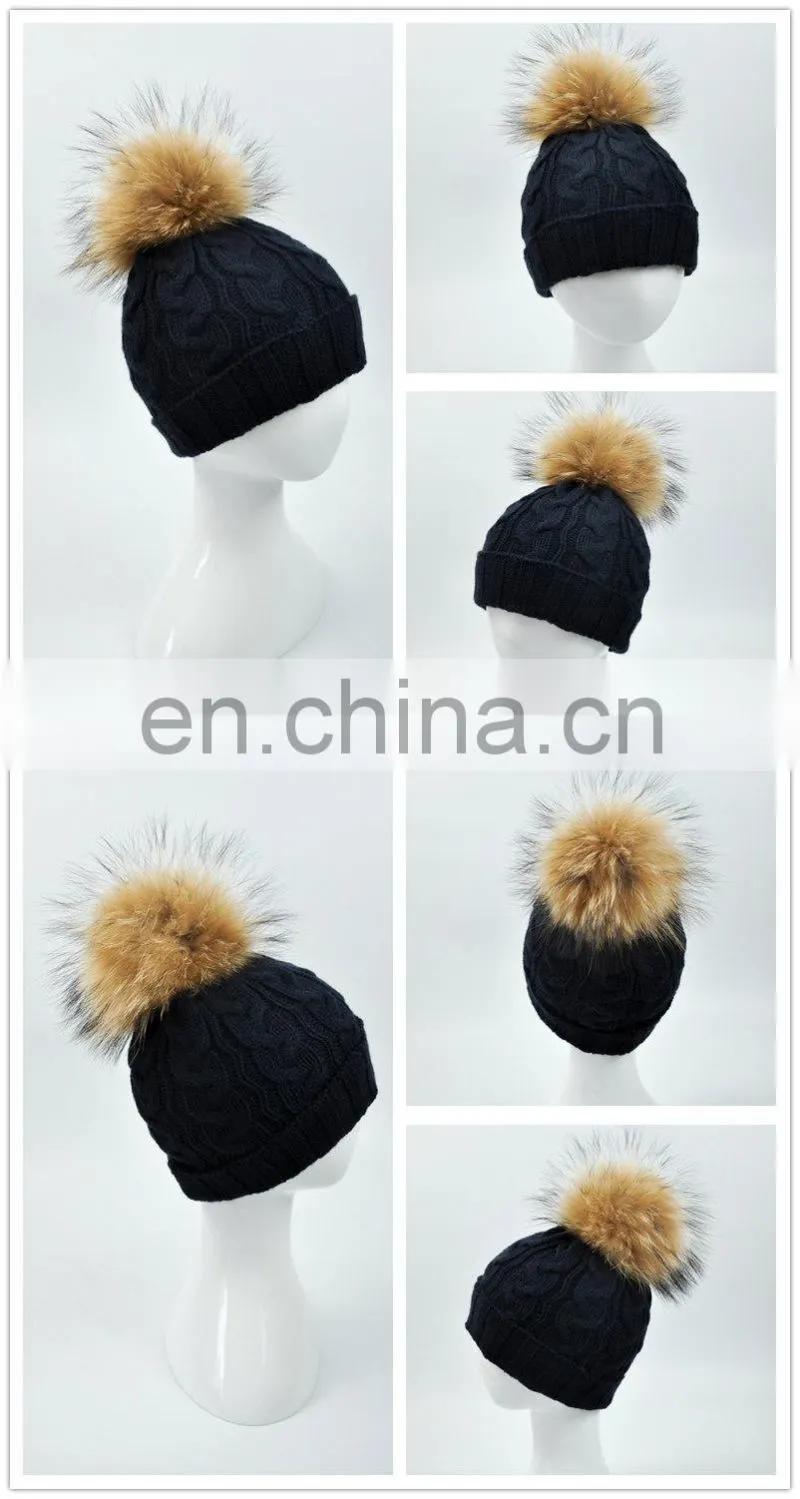 2016 Fashion Design Hot Sale Winter Hat with Cute Fur Pom Kids Beanie