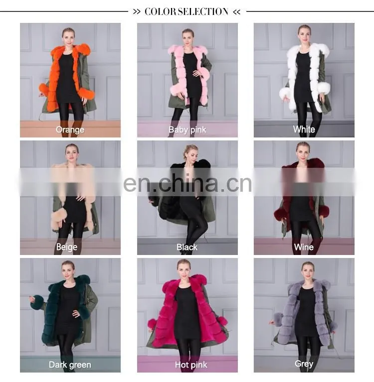 Couple style fashion long natural fur coat fur trim
