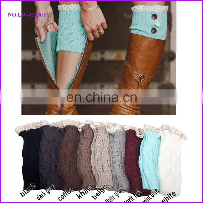 2014 in stock hollow out lady lace ruffle knit boot cuff