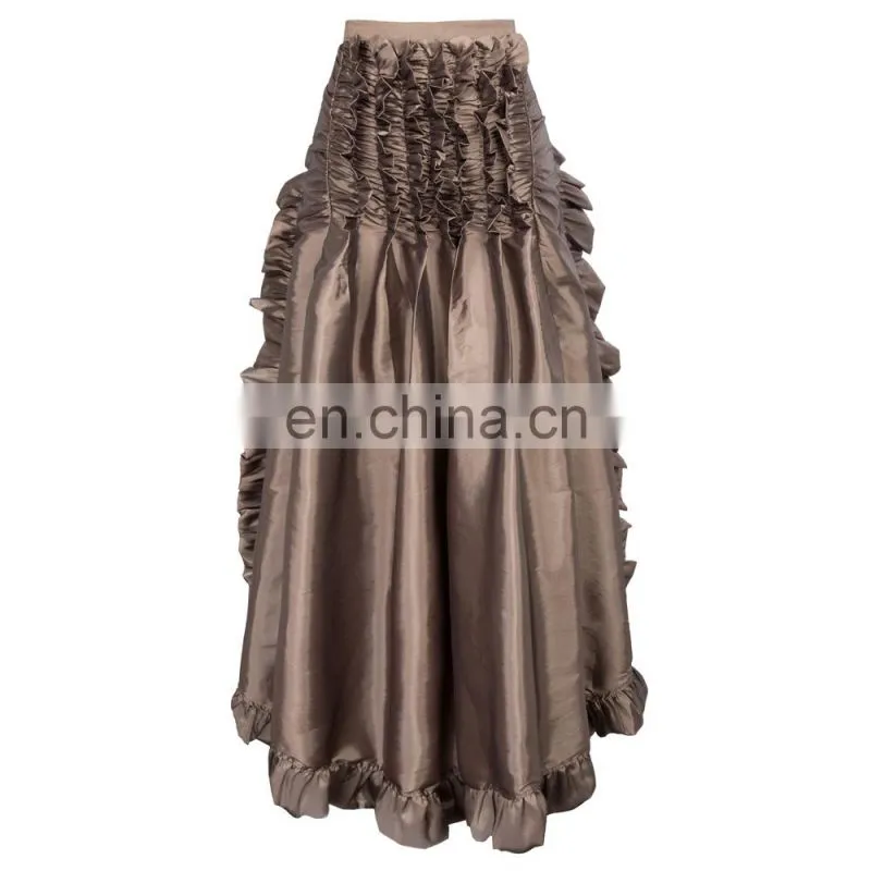 Belle Poque Steampunk Retro Victorian Beaver Punk Cincher Lace up Long Ruffle Open Pencil Skirt BP000206-2