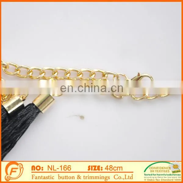 metal gold chain necklace with fringe for women decoration