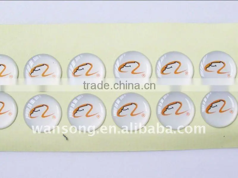 2015 popular custom epoxy sticker for sale, high quality clear sticker