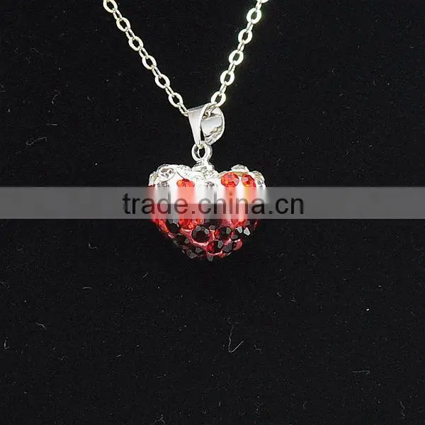 2015 love gift Shamballa Necklace Wholesale Heart Shape New Arrival Brown Crystal Clay Shamballa With Silver Chains Necklace