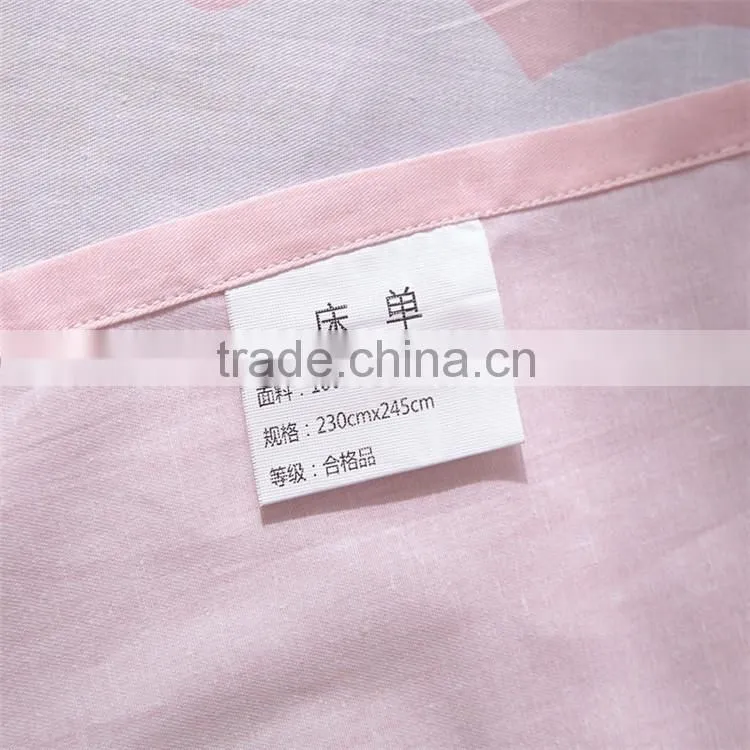 Colorful flower printed cotton children bed sheet set eco-friendly bedding set pink and white kids duvet cover set