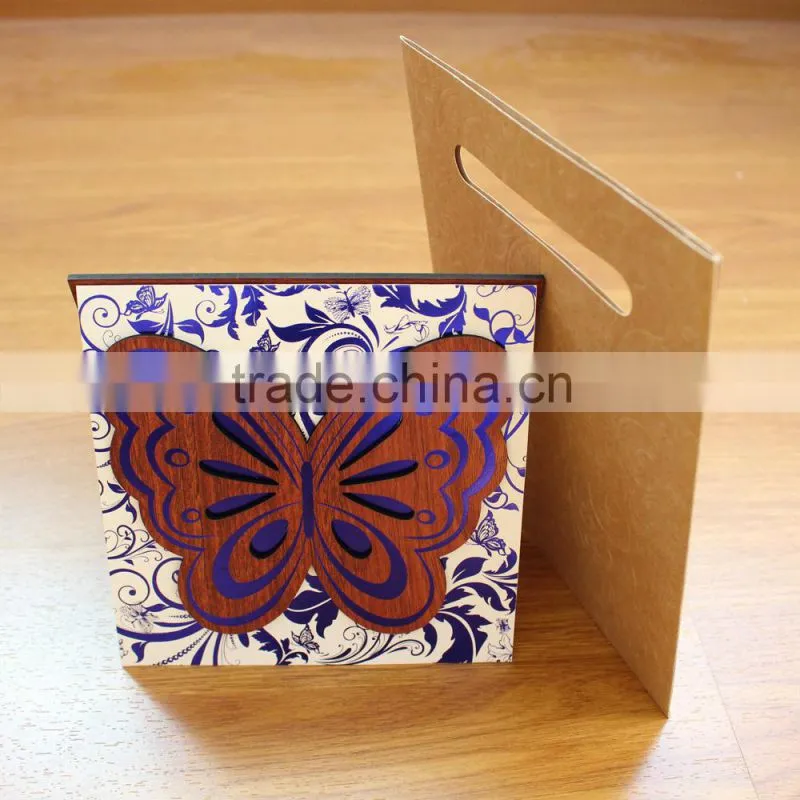 2016 New Fashion Design Customized Blue Invitation Wedding Cards