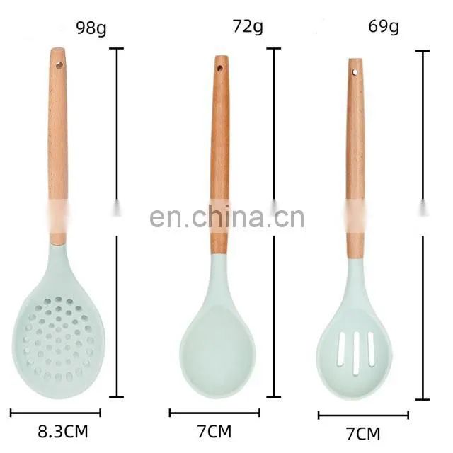 Amazon Best Seller 12 In 1 Set Silicone Cooking Tools Kitchen Utensils Set With Wooden Handle