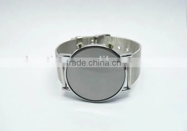 Mirror face led watch for young women with alloy band, roll ball led lights,alloy watch case