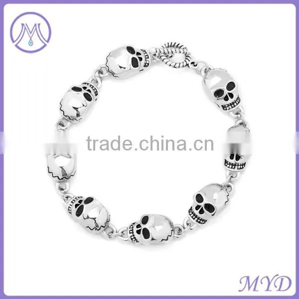 High quality 304 Stainless Steel Skull Skeleton Bracelet for mens Jewelry