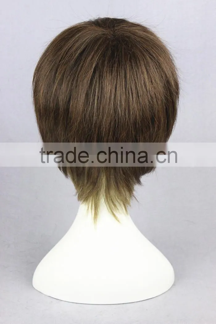 cheap short 35CM brown color mixed synthetic lolita cosplay wig
