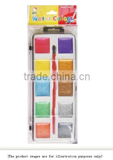 16 COLORS METTALLIC WATER COLOR DAMP DRY WITH A PANTBRUSH NON-TOXIC