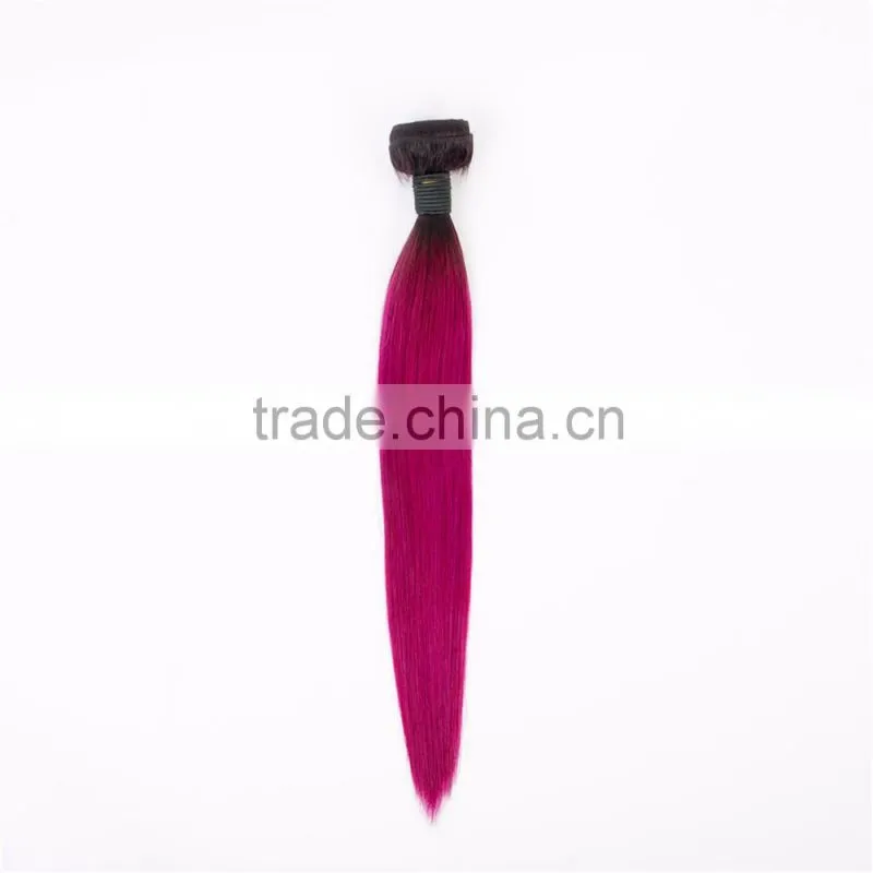 Cheap ombre human hair extension from 8" to 28" black and red ombre hair