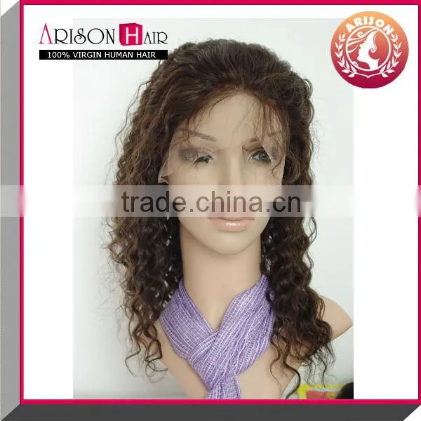 china wholesale 100% virgin brazilian hair full lace wig curly with baby hair