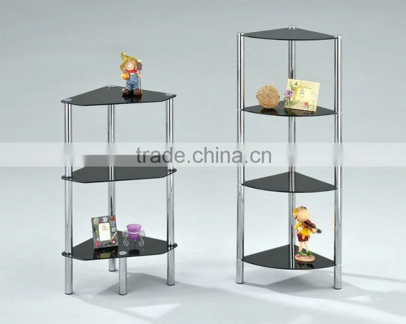 Conner black tempered glass rack, display shelf