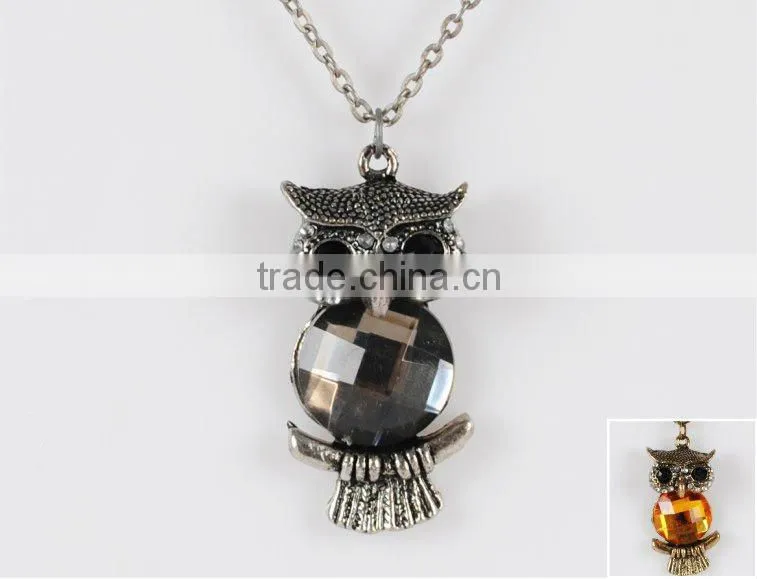 New style cute fashion jewelry vintage silver owl necklace